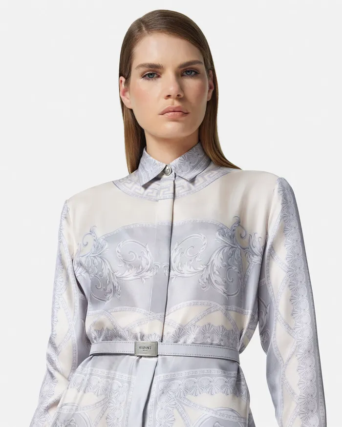 Dresses Women Versace La Coupe Des Dieux Silk Midi Shirt Dress Print