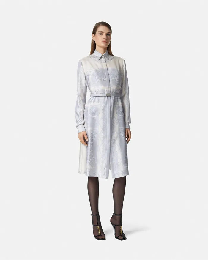 Dresses Women Versace La Coupe Des Dieux Silk Midi Shirt Dress Print