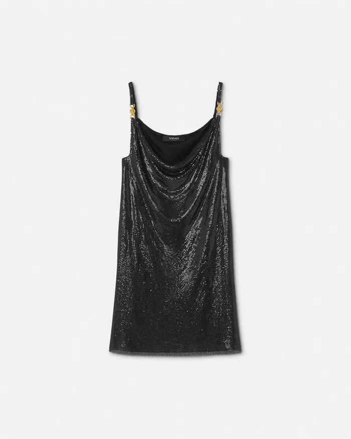 Dresses Women Versace Metal Mesh Slip Mini Dress Black