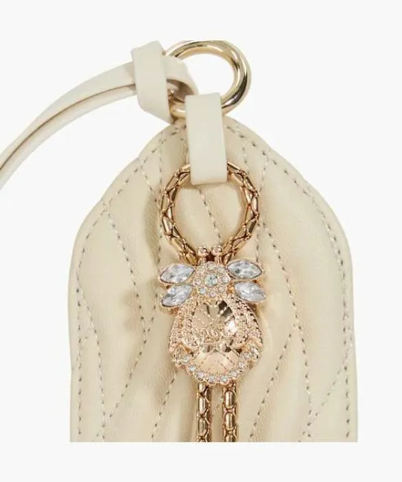 Dune London Bag Charms Women Jingled Ecru Leather Dune Bug Bag Luggage Label Charm Neutral