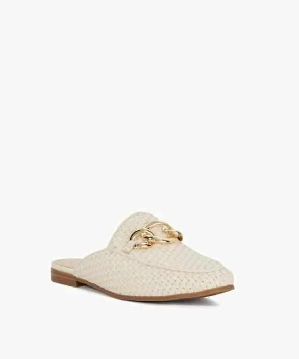 Dune London Ballet Pumps Women Glossed Ecru Textured Metal Trim Ballet Flats White