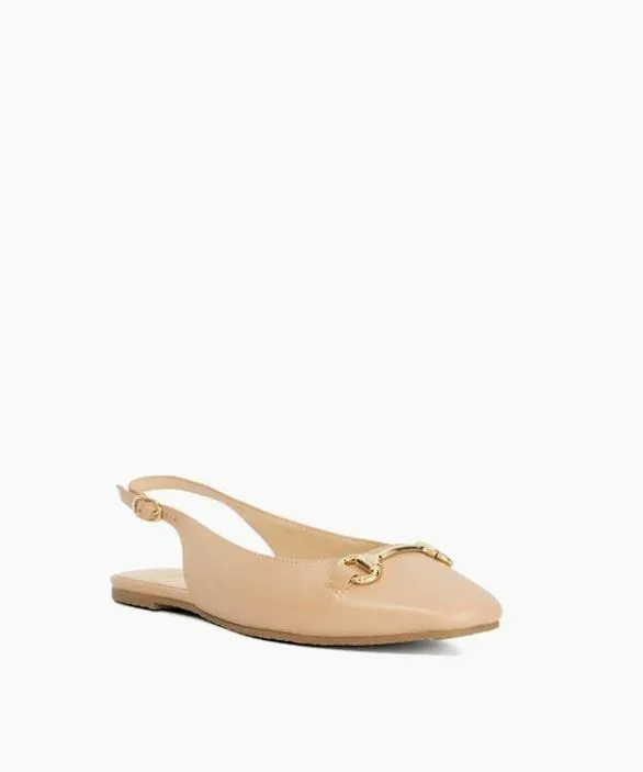 Dune London Ballet Pumps Women Halleys Blush Square Toe Slingback Ballet Flats Neutral