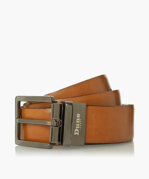 Dune London Belts Men Opra Tan Reversible Leather Belt Brown