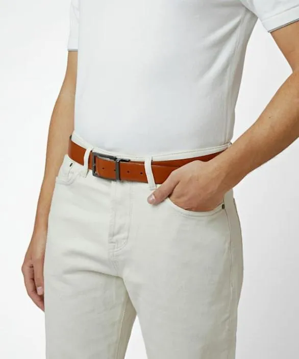 Dune London Belts Men Opra Tan Reversible Leather Belt Brown