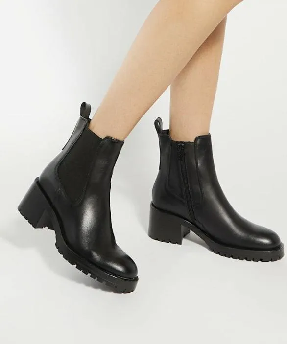 Dune London Black Boots Women Positivity Black Chunky Block Heel Chelsea Boots Black
