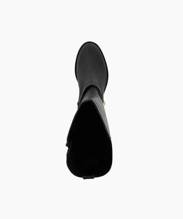 Dune London Black Boots Women Tildy Black Wide Fit Heeled Leather KneeHigh Boots Black
