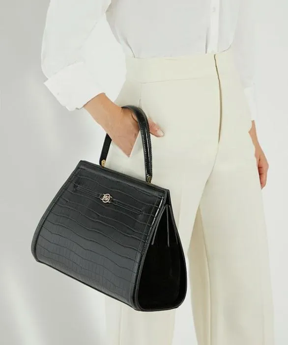 Dune London Black Handbags Women Dante L Black Structured Top Handle Bag Black