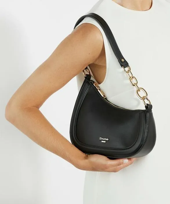Dune London Black Handbags Women Direction Black Asymmetric Chain Detail Shoulder Bag Black