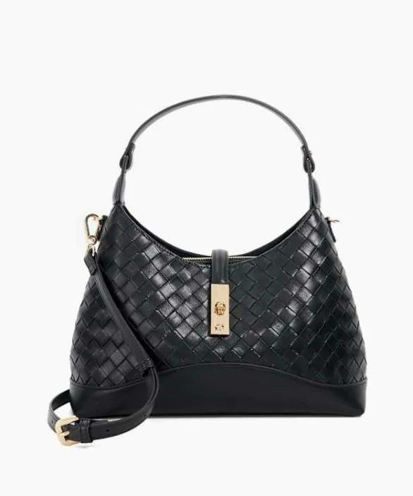 Dune London Black Handbags Women Dorset Black Woven Turn Lock Shoulder Bag Black Dune London Black Handbags Women Dorset Black Woven Turn Lock Shoulder Bag Black