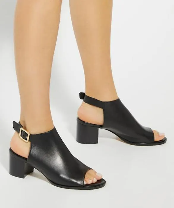 Dune London Black Sandals Women Joupin Black Block Heel Mule Black