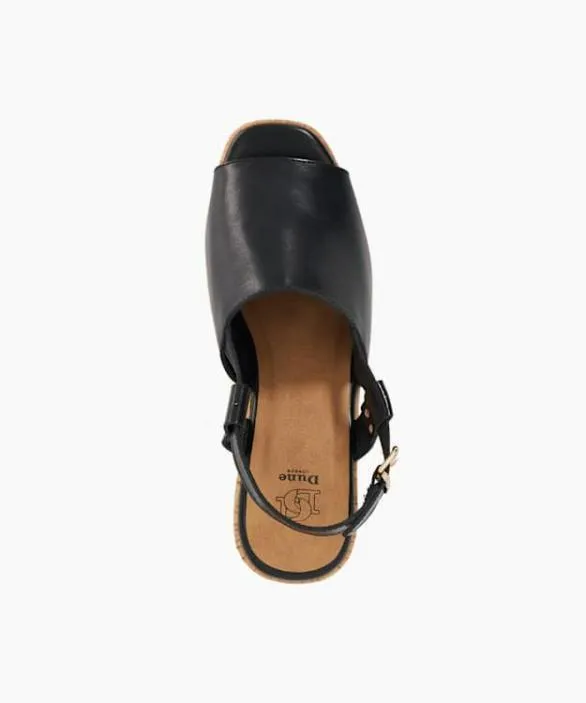 Dune London Black Sandals Women Kosley Black Leather Open Toe Wedge Heels Black