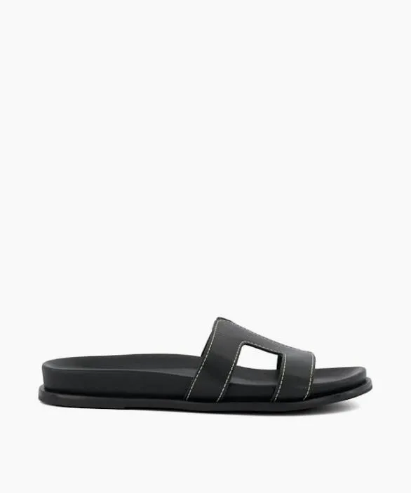 Dune London Black Sandals Women Loupa Black TopstitchDetail ComfortFootbed Slider Sandals Black Dune London Black Sandals Women Loupa Black TopstitchDetail ComfortFootbed Slider Sandals Black