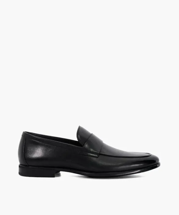 Dune London Black Shoes Men Sylas Black Leather Penny Loafers Black