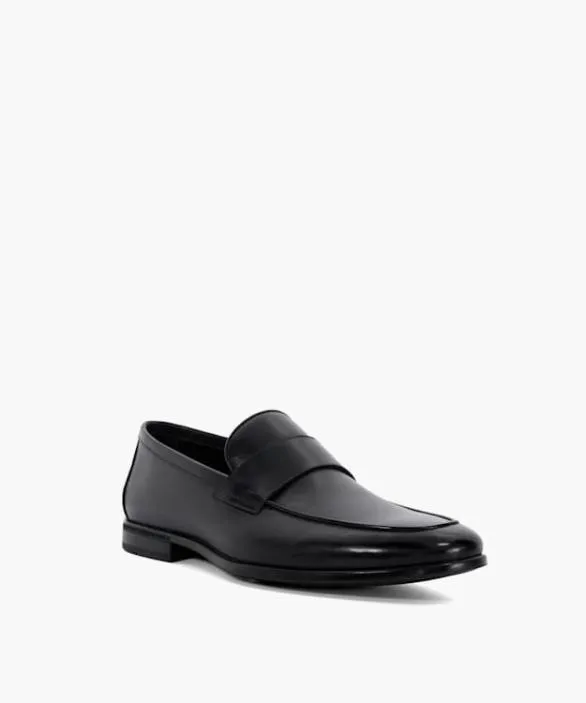 Dune London Black Shoes Men Sylas Black Leather Penny Loafers Black