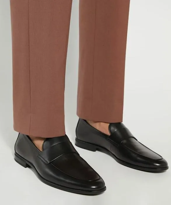 Dune London Black Shoes Men Sylas Black Leather Penny Loafers Black