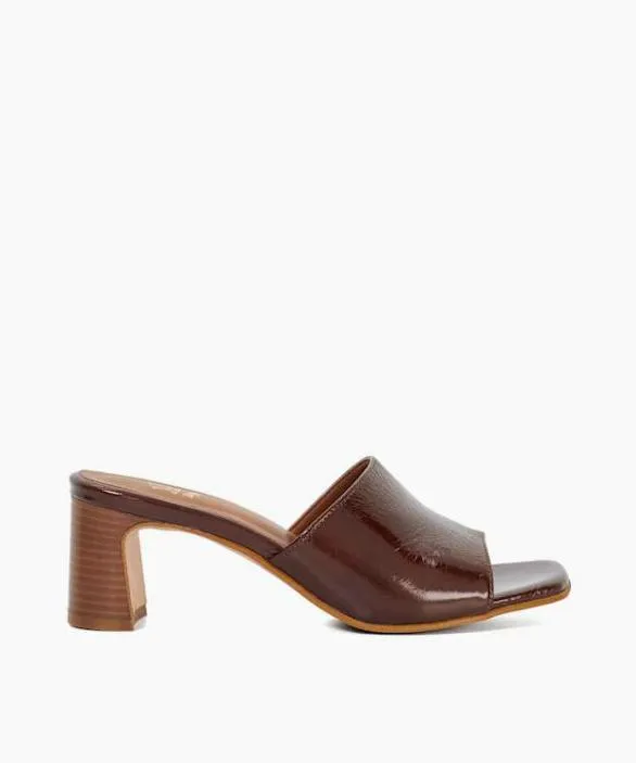 Dune London Block Heeled Sandals Women Jule Brown Open Toe Heel Mules Brown