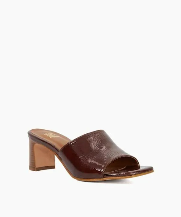 Dune London Block Heeled Sandals Women Jule Brown Open Toe Heel Mules Brown