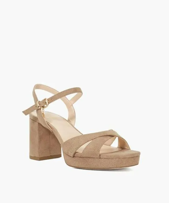 Dune London Block Heeled Sandals Women Malverns Taupe Open Toe Platform Heel Sandals Neutral