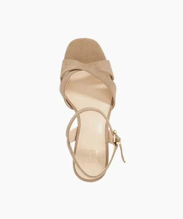 Dune London Block Heeled Sandals Women Malverns Taupe Open Toe Platform Heel Sandals Neutral