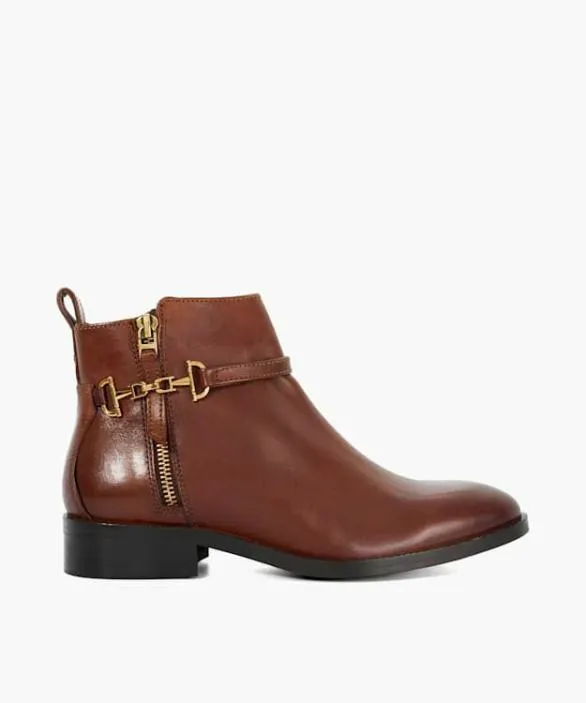Dune London Brown Boots Women Parklyn Tan Wide Fit Leather Ankle Boots Brown