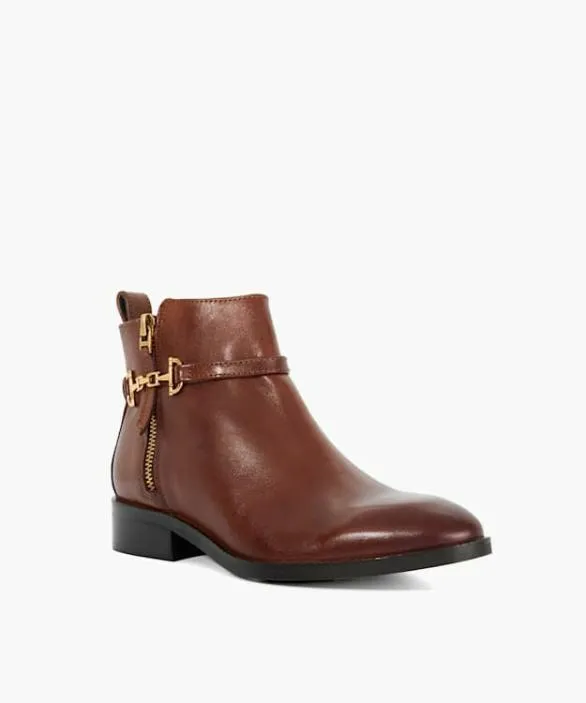 Dune London Brown Boots Women Parklyn Tan Wide Fit Leather Ankle Boots Brown