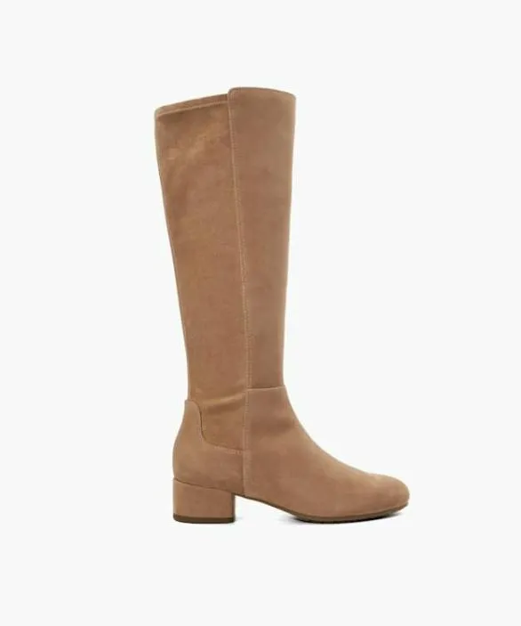 Dune London Brown Boots Women Tayla Caramel Stretch KneeHigh Boots Neutral