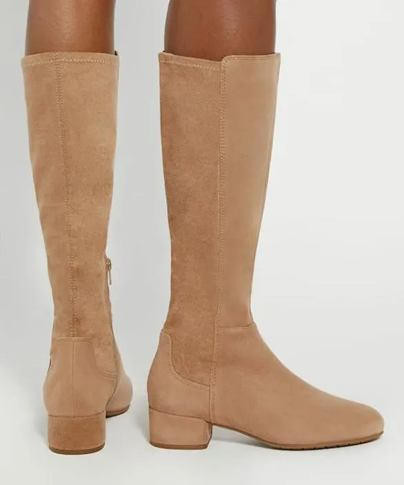 Dune London Brown Boots Women Tayla Caramel Stretch KneeHigh Boots Neutral