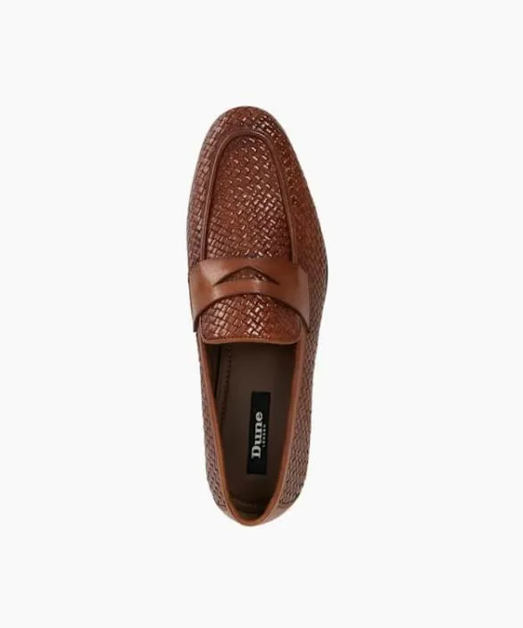 Dune London Brown Shoes Men Beliay Tan Woven Leather Loafers Brown