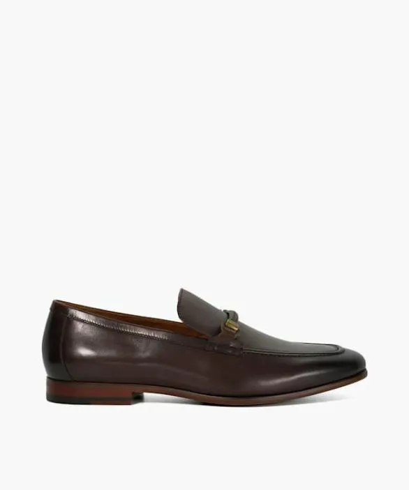 Dune London Brown Shoes Men Scilly Brown Snaffle Trimmed Loafers Brown