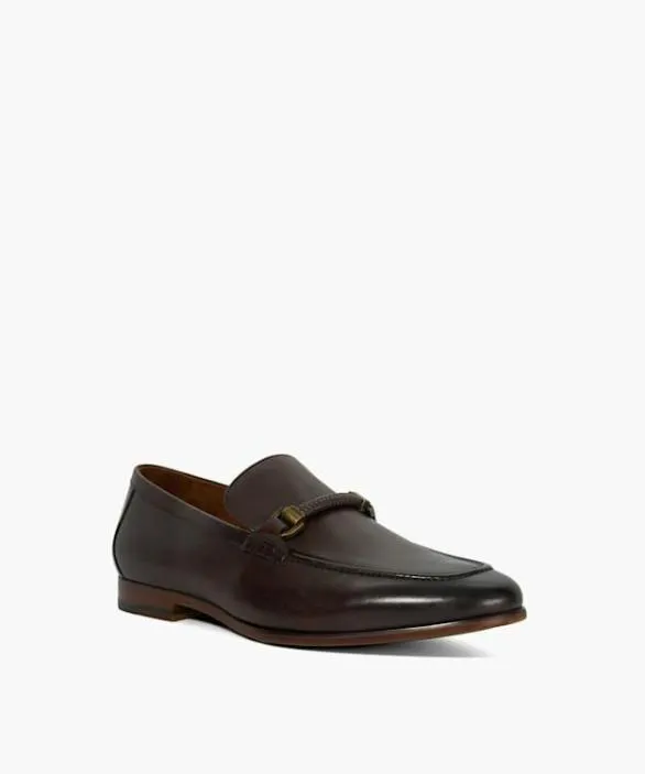 Dune London Brown Shoes Men Scilly Brown Snaffle Trimmed Loafers Brown