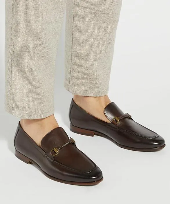 Dune London Brown Shoes Men Scilly Brown Snaffle Trimmed Loafers Brown