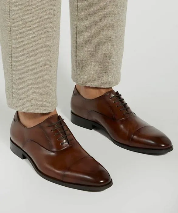 Dune London Brown Shoes Men Secrecy Dark Tan LaceUp Oxford Shoes Brown
