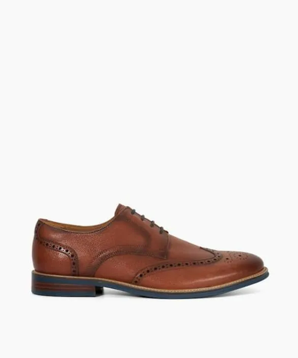 Dune London Brown Shoes Men Stanford Tan Leather Lace Up Brogues Brown