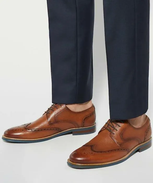 Dune London Brown Shoes Men Stanford Tan Leather Lace Up Brogues Brown