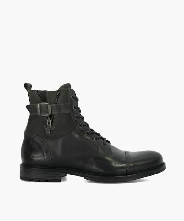 Dune London Casual Boots Men Call Grey Casual Buckle Detail Ankle Boots Grey