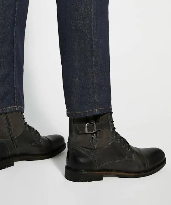 Dune London Casual Boots Men Call Grey Casual Buckle Detail Ankle Boots Grey