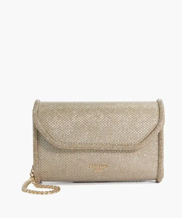 Dune London Clutch Bags Women Bellini Gold Diamante Trim Box Clutch Bag Metallic
