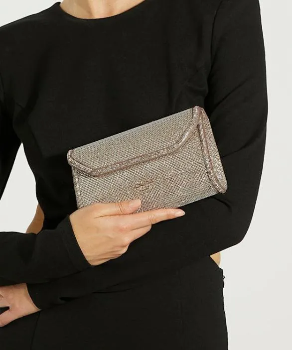 Dune London Clutch Bags Women Bellini Gold Diamante Trim Box Clutch Bag Metallic