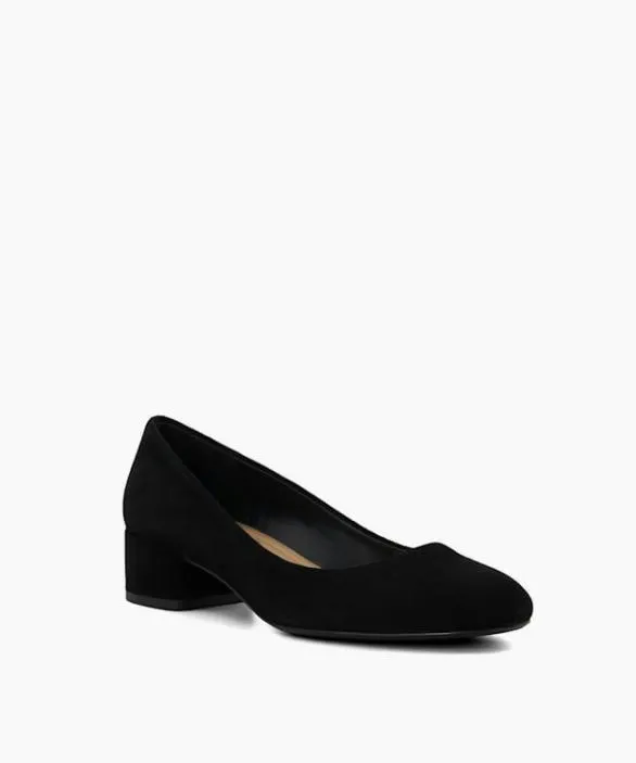 Dune London Court Shoes Women Bracket Black Comfort Suede BlockHeeled Courts Black Suede