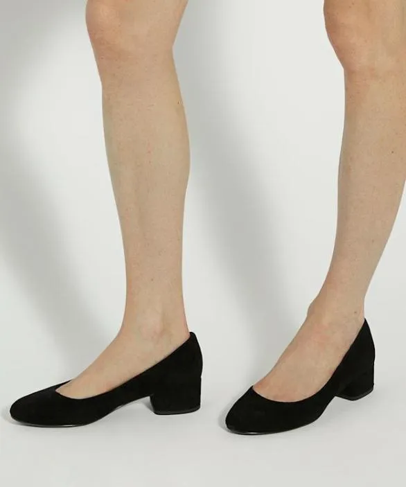 Dune London Court Shoes Women Bracket Black Comfort Suede BlockHeeled Courts Black Suede
