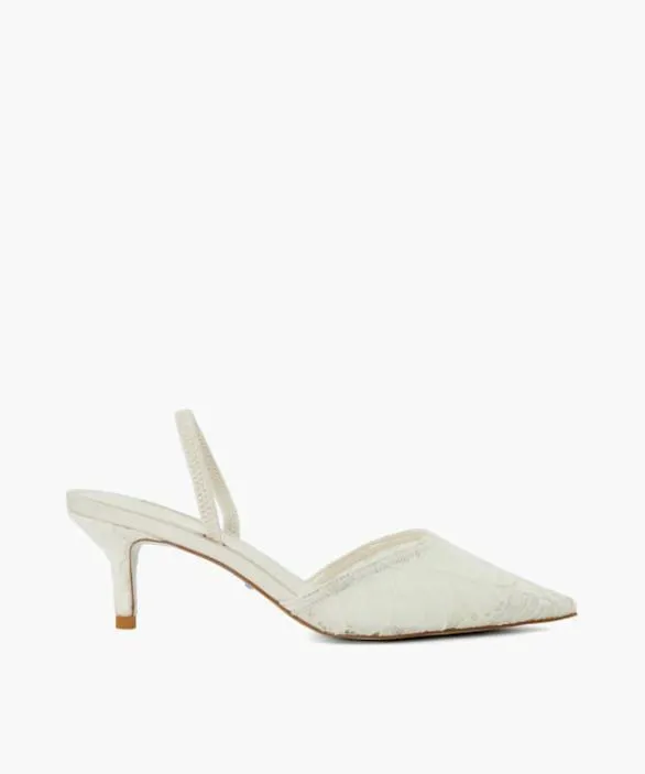 Dune London Court Shoes Women Compassion Ivory Floral Lace Kitten Heel Wedding Slingbacks White Dune London Court Shoes Women Compassion Ivory Floral Lace Kitten Heel Wedding Slingbacks White