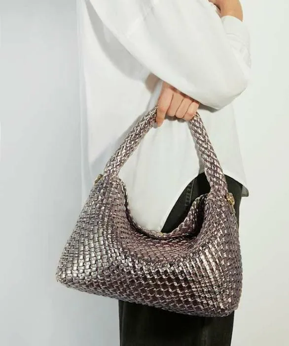 Dune London Deliberate Bags Women Deliberate Pewter Woven Shoulder Bag Metallic