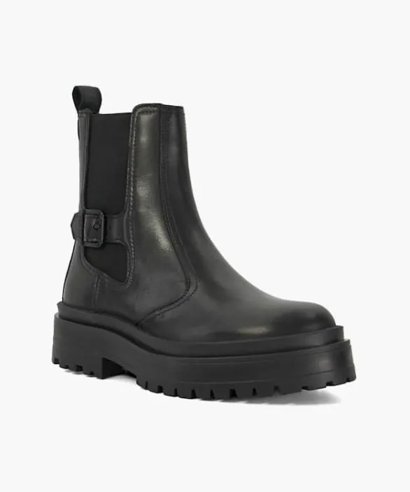 Dune London Flat Boots Women Bintl Milla Ch Black Leather Chelsea Boots Black