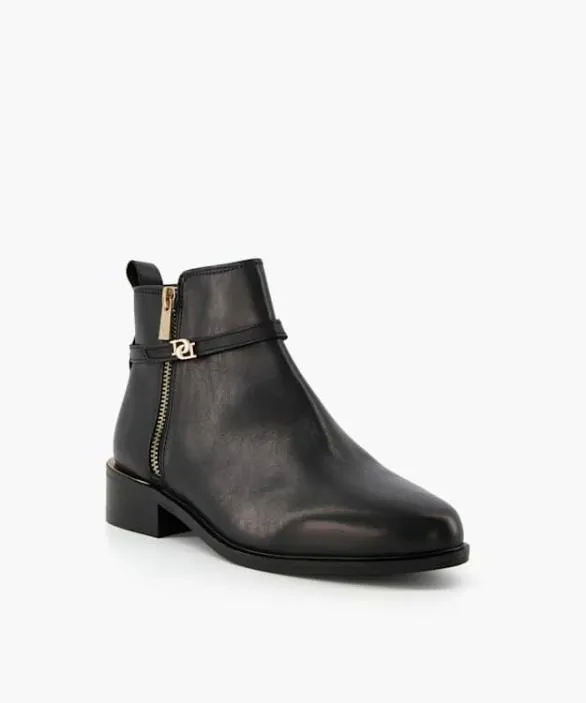 Dune London Flat Boots Women Pap Black Wide Fit ZipDetail Ankle Boots Black
