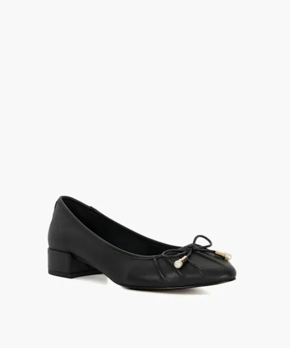 Dune London Flat Shoes Women Amazing Black Low Block Heel Ballet Flats Black