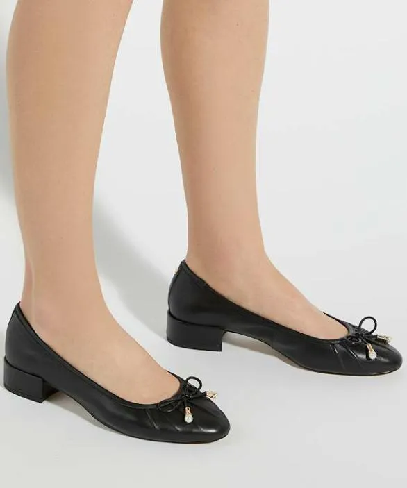 Dune London Flat Shoes Women Amazing Black Low Block Heel Ballet Flats Black