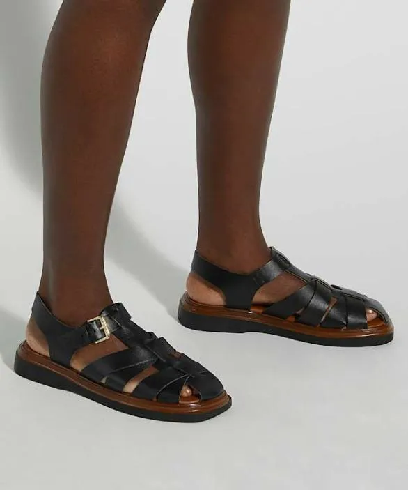 Dune London Gladiator Sandals Women Lisherman Black Chunky Flatform Sandals Black