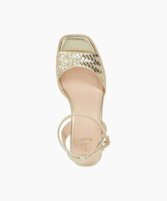 Dune London Gold Sandals Women Kerries Gold Raffia Wedge Sandals Metallic