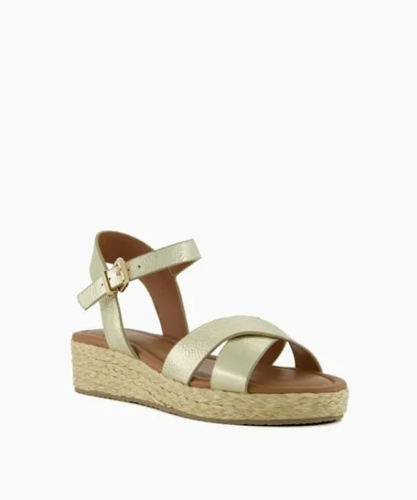 Dune London Gold Sandals Women Linnie Gold Wide Fit Woven Flatform Sandals Metallic