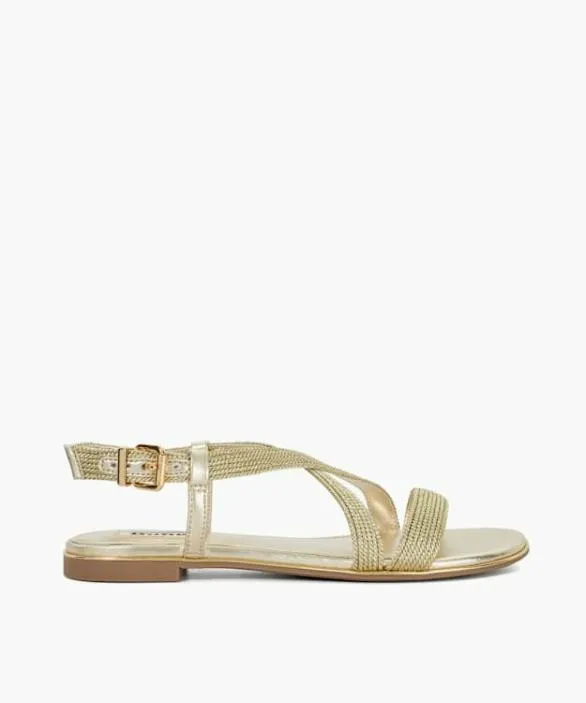 Dune London Gold Sandals Women Lope Gold Metallic Flat Sandals Metallic
